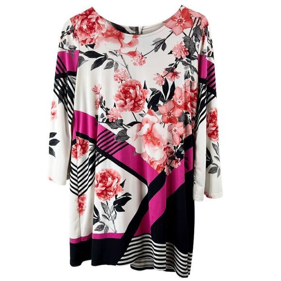 Alfani Pink Floral & Geometric Mini Dress Size M - Picture 1 of 8